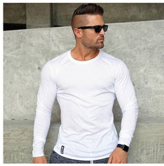 Fitness Long Sleeve Men\'s Elastic Breathable T-shirt