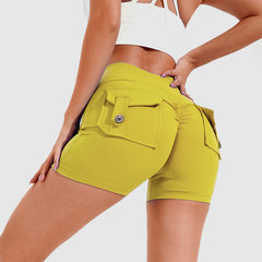 High Waist Hip Lifting Shorts With Pockets