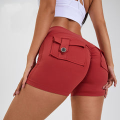 High Waist Hip Lifting Shorts With Pockets