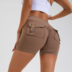 High Waist Hip Lifting Shorts With Pockets