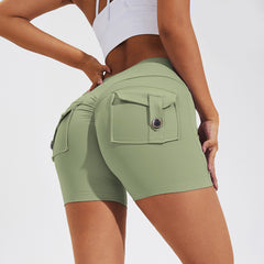 High Waist Hip Lifting Shorts With Pockets