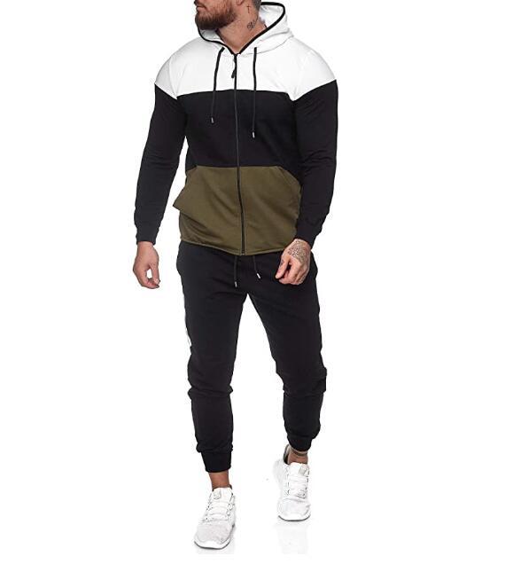 Fashion Color Matching Men's Casual Fitness Sports Suit